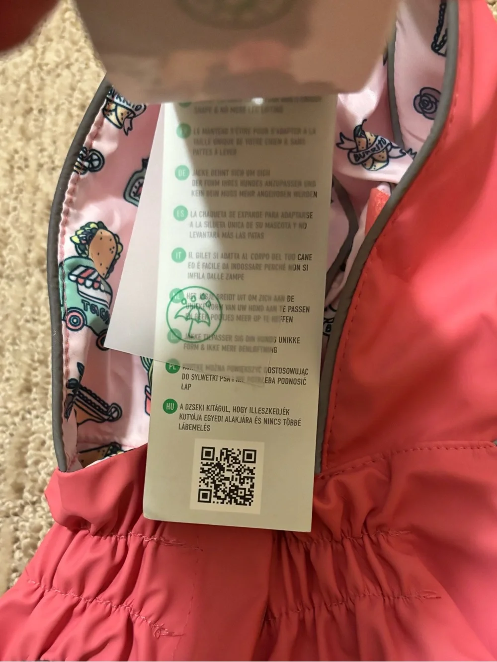 GF Pet Pink Reversible Elasto-Fit Raincoat, Size S, NWT